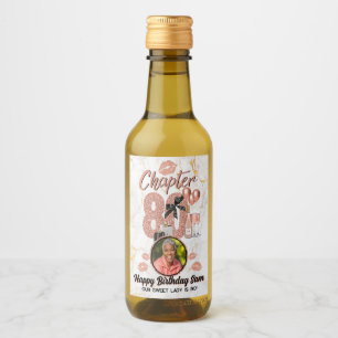 Chapter 80 Rose Gold 80th Birthday Elegant Photo Wine Label