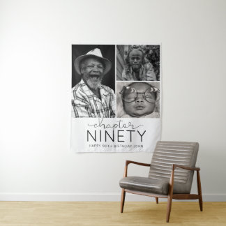 Chapter 90 Custom Photo Collage 90th Birthday Tapestry