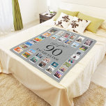 Chapter 90 Grey Black 90th Birthday Photo Fleece Blanket<br><div class="desc">A unique fleece blanket gift to make that birthday special. Add those favourite photos using our simple template.</div>