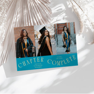 Chapter Complete Typography Aqua Grad Photo  Announcement