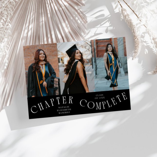 Chapter Complete Typography Black Grad Photo  Announcement (Creator Uploaded)