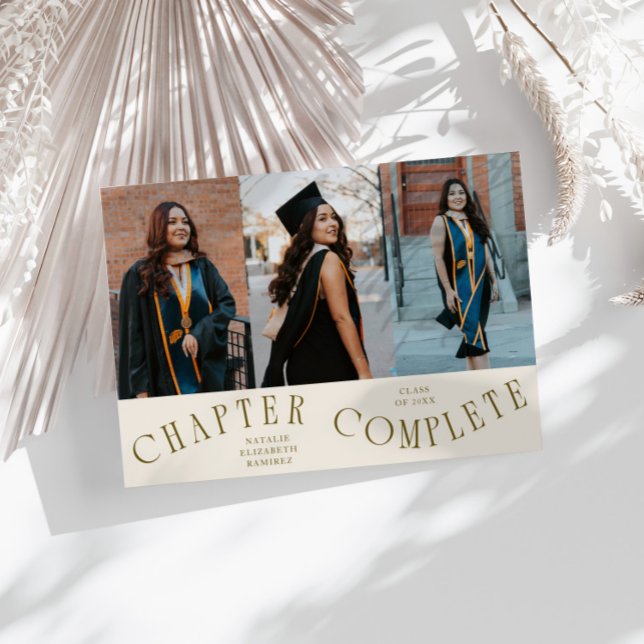 Chapter Complete Typography Cream Grad Photo  Announcement (Creator Uploaded)
