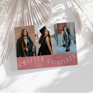 Chapter Complete Typography Pink Grad Photo  Announcement
