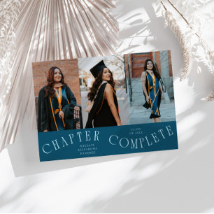 Chapter Complete Typography Teal Grad Photo Announcement