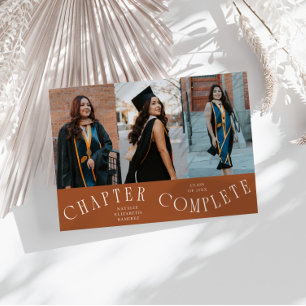 Chapter Complete Typography Terracotta Grad Photo  Announcement
