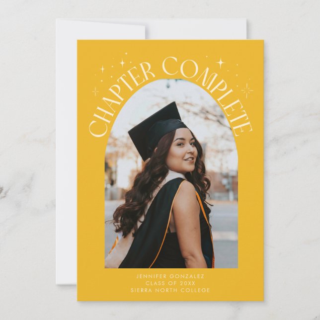 Chapter Complete Yellow Arch Frame Photo Grad Announcement (Front)