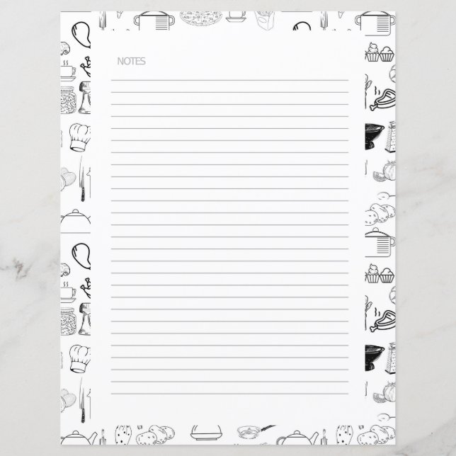 Chapter Divider Pages for Recipe Binders (Back)