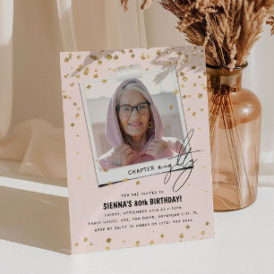 Chapter Eighty Fun Modern Photo 80th Birthday Invitation