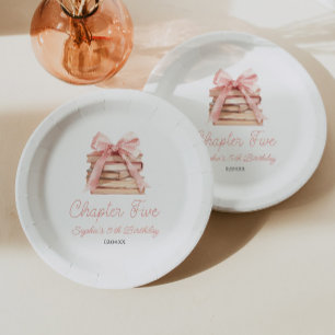 Chapter Five Pink Bow Books 5th Birthday Party Paper Plate