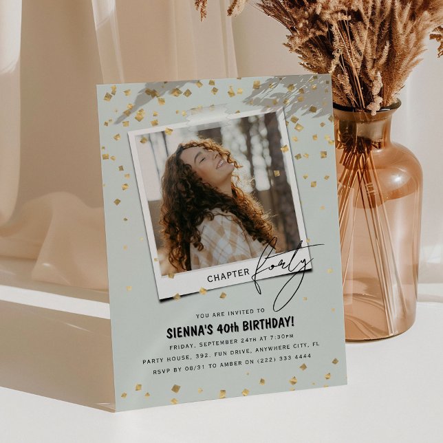 Chapter Forty Fun Modern Photo 40th Birthday Invitation (Creator Uploaded)