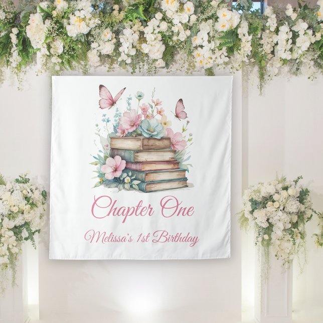 Chapter One 1st Girl Book First Birthday Backdrop Tapestry (Creator Uploaded)