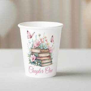 Chapter One 1st Girl Book Theme First Birthday Paper Cups