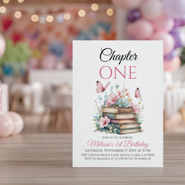 Chapter One 1st Girl Storybook Book First Birthday Invitation (Creator Uploaded)