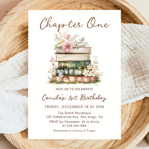 Chapter One Books 1st Birthday Invitation