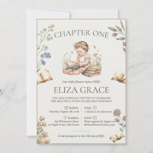 Chapter One Storybook First Birthday Girl Invitation
