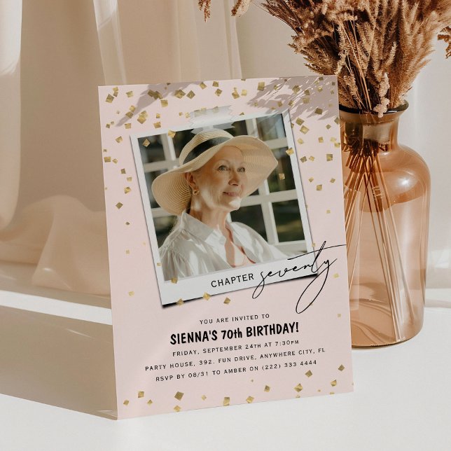 Chapter Seventy Fun Modern Photo 70th Birthday Invitation (Creator Uploaded)