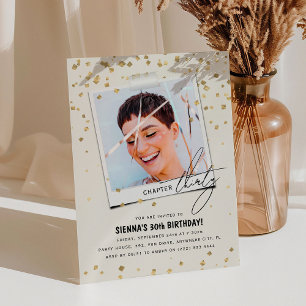 Chapter Thirty Fun Modern Photo 30th Birthday Invitation