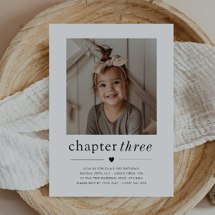 Chapter Three Girls 3rd Birthday Photo Invitation