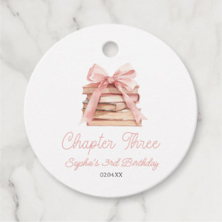 Chapter Three Pink Bow Books 3rd Birthday Party Favour Tags