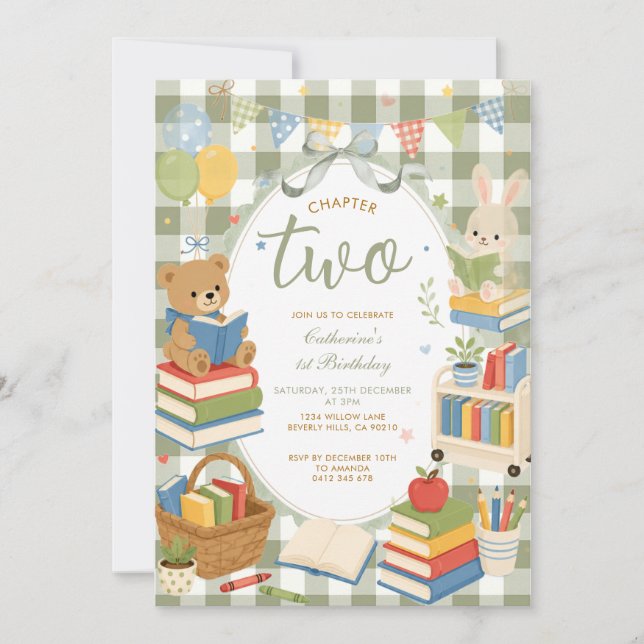 Chapter Two Book Theme Second Birthday Invitation (Front)