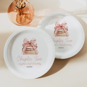 Chapter Two Pink Bow Books 2nd Birthday Party Paper Plate