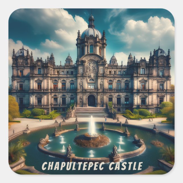 Chapultepec Castle Mexico Vintage Travel Square Sticker (Front)