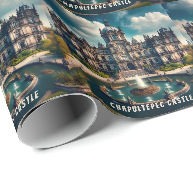 Chapultepec Castle Mexico Vintage Travel Wrapping Paper (Roll Corner)