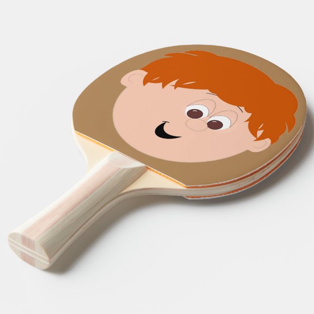 Character Animated Face (red hair) Ping Pong Paddle (Front Angle)