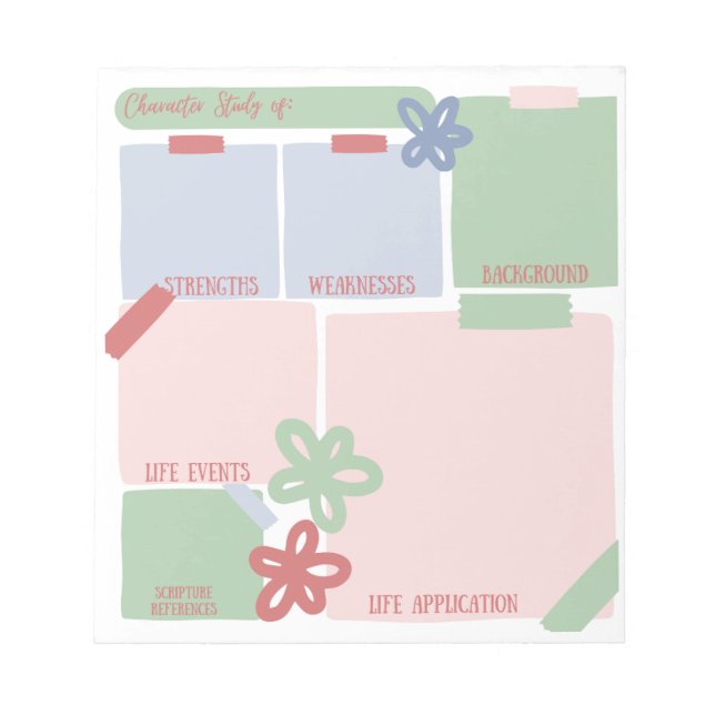 Character Bible Study Notepad (Front)