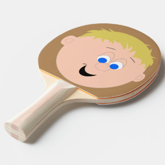 Character Blonde Hair Little Boys Face Ping Pong Paddle