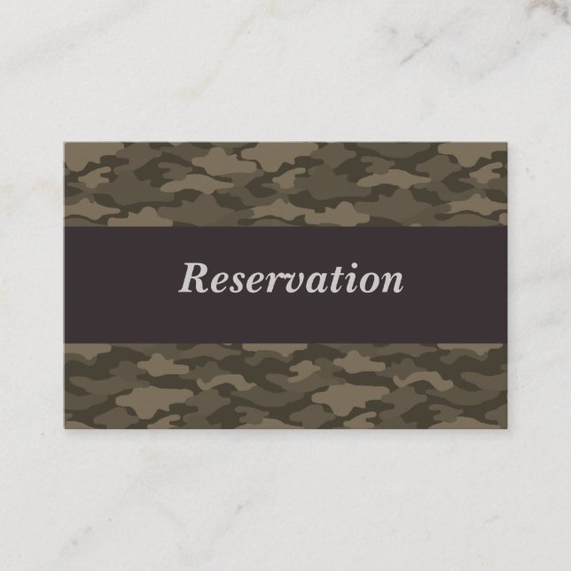 Character Custom Camouflage (Sepia) Reservation Ca Appointment Card (Front)