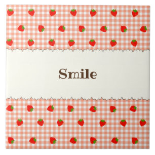 Character Custom Strawberry & Check (Orange) Tile
