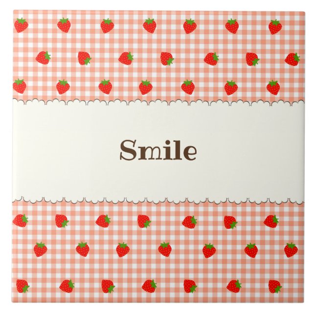 Character Custom Strawberry & Check (Orange) Tile (Front)