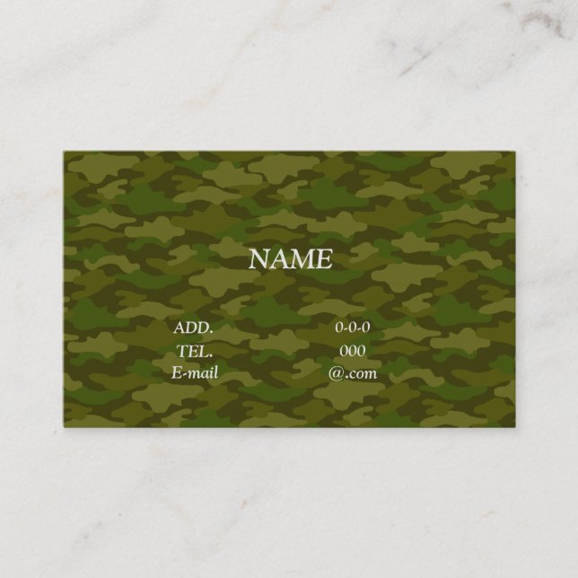 Character Customization Camouflage Khaki Business  Card (Front)
