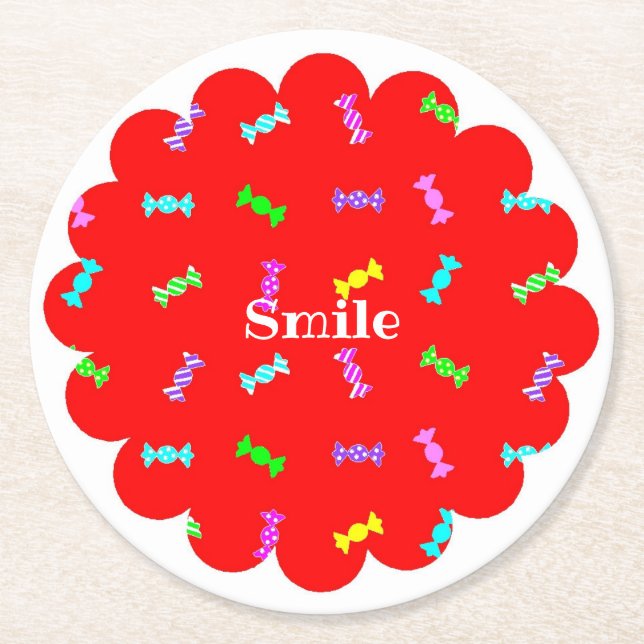 Character Customization CANDY Red Round Paper Coas Coaster (Front)