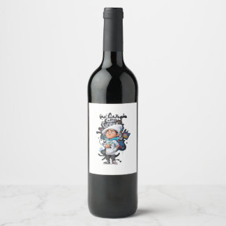 Character paint spray boy wine label