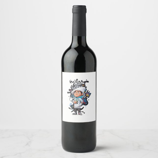 Character paint spray boy wine label (Front)