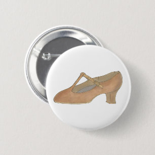 Character Tan T-Strap Dance Shoe Birthday Party 6 Cm Round Badge