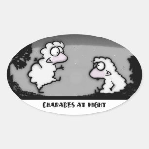 Charades at Night Oval Sticker