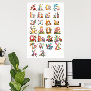 Charcaters alphabet letters poster