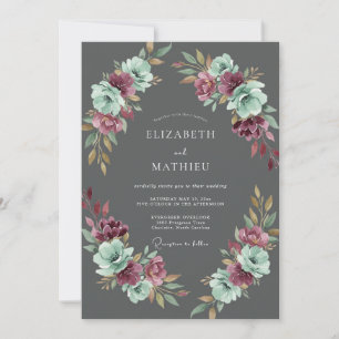 Charcoal Amethyst Painted Wedding Invitation