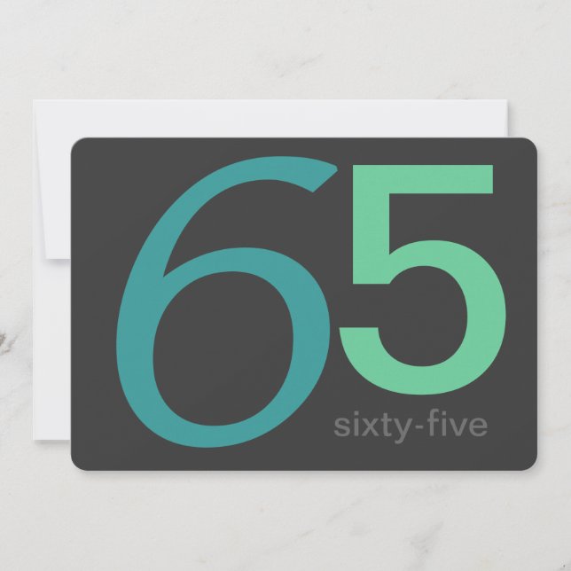 Charcoal and Blue Custom 65th Birthday Invitation (Front)