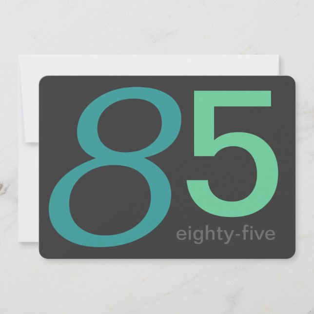 Charcoal and Blue Custom 85th Birthday Invitation (Front)