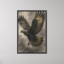 Charcoal and Gold Hawk in Flight