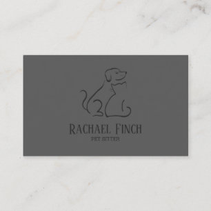 Charcoal And Grey Modern Cat And Dog Logo Business Card
