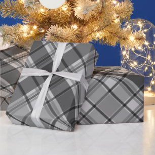 Charcoal and Light Grey Plaid Wrapping Paper