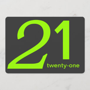 Charcoal and Lime Custom 21st Birthday Invitation