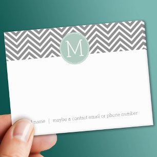Charcoal and Mint Green Chevrons Custom Monogram Post-it Notes