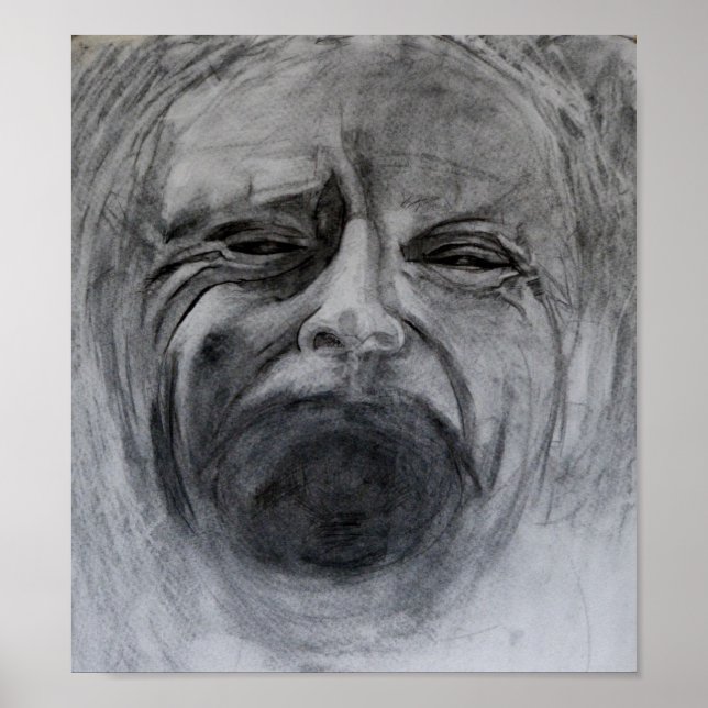 Charcoal and pencil drawing on paper poster (Front)