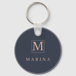 Charcoal and pink personalised initial name key ring